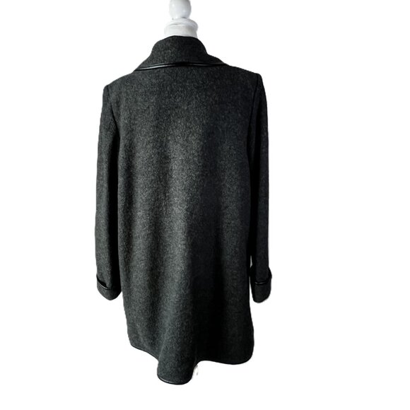 ❄️ Mona Lisa Wool-Blend Coat with Faux Leather Trim Elegance Meets Warmth 18W - Picture 4 of 9